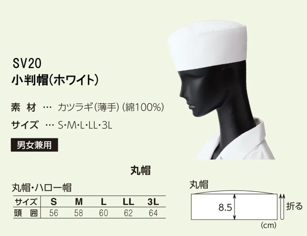 サーヴォ SV20 小判帽 サイズ・スペック