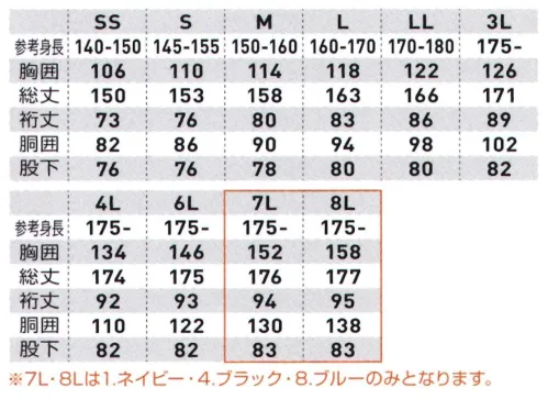 桑和 9000-A つなぎ 欲しい色が必ず見つかる！21色展開の大人気カラーつなぎ・全21色！豊富なカラー展開・肌触りが良く吸湿性のある綿100％素材・アコーディオンプリーツで動きやすい・レディースサイズ対応商品※「7L・8L」は「1 ネイビー」「4 ブラック」「8 ブルー」のみとなります。※他カラーは「9000-B」「9000-C」に掲載しております。●綿100％、綿PU製品取扱上のご注意・天然素材の特徴として多少の色差等があります。・同一商品でも色落ち感、収縮率に大きく差が出る事があります。・汗や雨などで濡れた時、また強くすれた場合、摩擦により他の衣類等に着色する事があります。・汗などが付いた状態で日光等の光が当たると変色する事があります。着用後は必ず洗濯してください。・染料の性質上、白物と一緒に洗うと着色することがありますので他の物とは一緒に洗わないでください。・柔軟剤の使用はお避け下さい。・洗濯による縮みや型崩れがおこります。軽減のためにも洗濯後にすぐに取り出し、形を整えて陰干しをお奨めします。・タンブラー乾燥器の使用はお避け下さい。※こちらの商品は取り寄せのため、ご注文から商品お届けまでに約4～5営業日（土日祝祭日除く）程の期間をいただいております。  サイズ／スペック