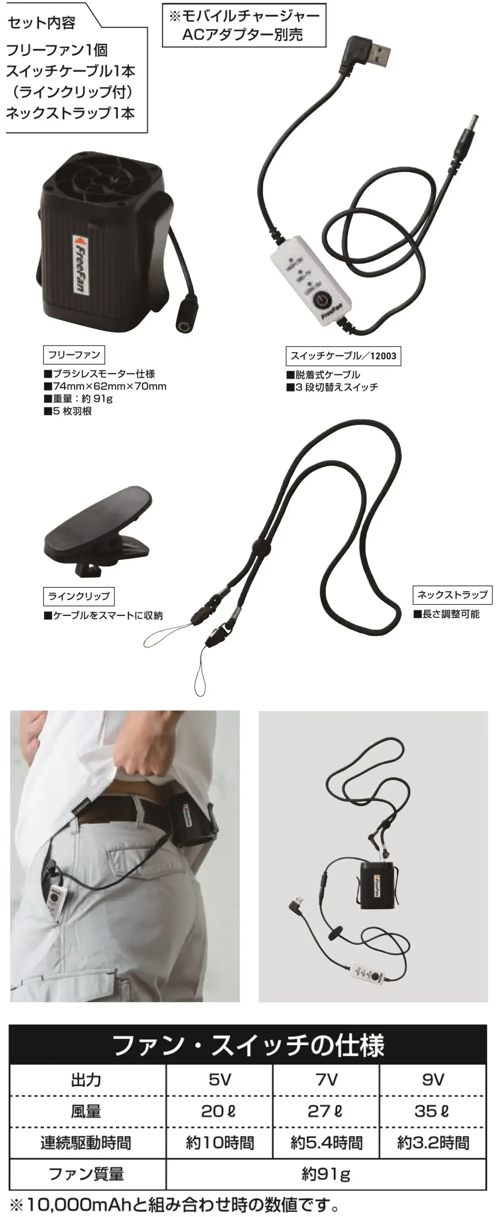 桑和 12011 フリーファン（1個） サイズ・スペック