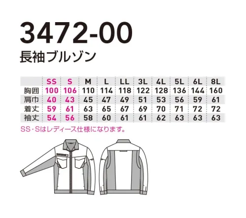 桑和 3472-00 長袖ブルゾン エコ素材「RENU®」と「リルコット」を混紡した環境配慮生地を使用したサスティナブルウェア・信頼の日本製T/Cツイルを使用・動きやすさを追求した高いストレッチ性・古着や残反をリサイクル原料としたリサイクルポリエステル「RENU®」を使用・反射パイピング使いによる高視認性・未利用繊維を再利用・再生させたクラボウ「リルコット」を使用・JIS T8118規格適合の制電性商品・レディース対応商品Reru COTT × RENU®リルコットとは、綿糸の紡績工程で発生する未利用繊維をクラボウ独自技術によって原糸として再利用するサスティナブル素材です。RENU®は使い終わった古着や残反(生地)を原料とし､分解・再重合などといった工程を経ることで、石油由来のポリエステルと比較してもクオリティが劣らないポリエステルを生産することができます。※RENU®は伊藤忠商事(株)の登録商標です。生地の特徴■着心地のよさコットンならではのやさしい肌触りや吸水性で、着心地のよさを体感できます。■ナチュラルなスラブ感「未利用繊維」の混率を上げることによって天然繊維特有のナチュラルなスラブ感(※)が楽しめます。※末利用繊維の混率によって表れ方が異なります。■利用のしやすさ綿100％糸・綿混紡糸問わず、あらゆる素材に使用できます。※こちらの商品は取り寄せのため、ご注文から商品お届けまでに約4～5営業日（土日祝祭日除く）程の期間をいただいております。 サイズ／スペック