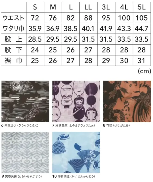 寅壱 2250-704 ハーフパンツ（裏付） サイズ／スペック