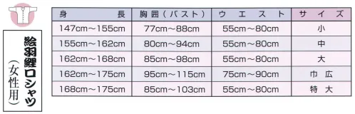 江戸一 EBA-KOI-1L 絵羽鯉口シャツ(女性)鯉 より大胆に。鯉口シャツ全体に迫力ある柄を大胆に描いた絵柄になっています。※この商品はご注文後のキャンセル、返品及び他の商品との交換・サイズ交換が出来ませんのでご注意くださいませ。※なお、この商品のお支払方法は、先振込（代金引換以外）にて承り、ご入金確認後の手配となります。 サイズ／スペック