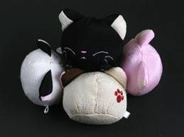 寺子屋 OTEDAMA-4 お手玉・かまってにゃんコ・ちりめん招きねこ・黒 ちりめん招き猫・かまってにゃんこのお手玉です。