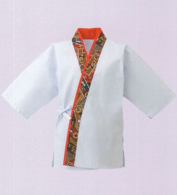 東宝白衣 4222-13 白六歌-RN 六歌仙衿白甚平（衿/赤縁） 「平成絵巻」古き良き時代の遊び心を今に再現。日本の伝統的図柄を平成の世に復活させたオリジナルデザイン。華やかで個性あふれる装いで食の楽しさを演出します。