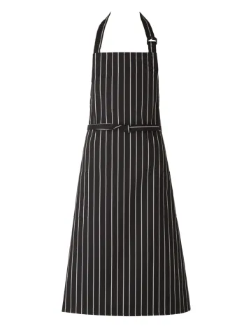 厨房・調理・売店用白衣 ソムリエエプロン 傳馬屋 2070-21 胸付ソムリエエプロン（黒ストライプ） 食品白衣jp