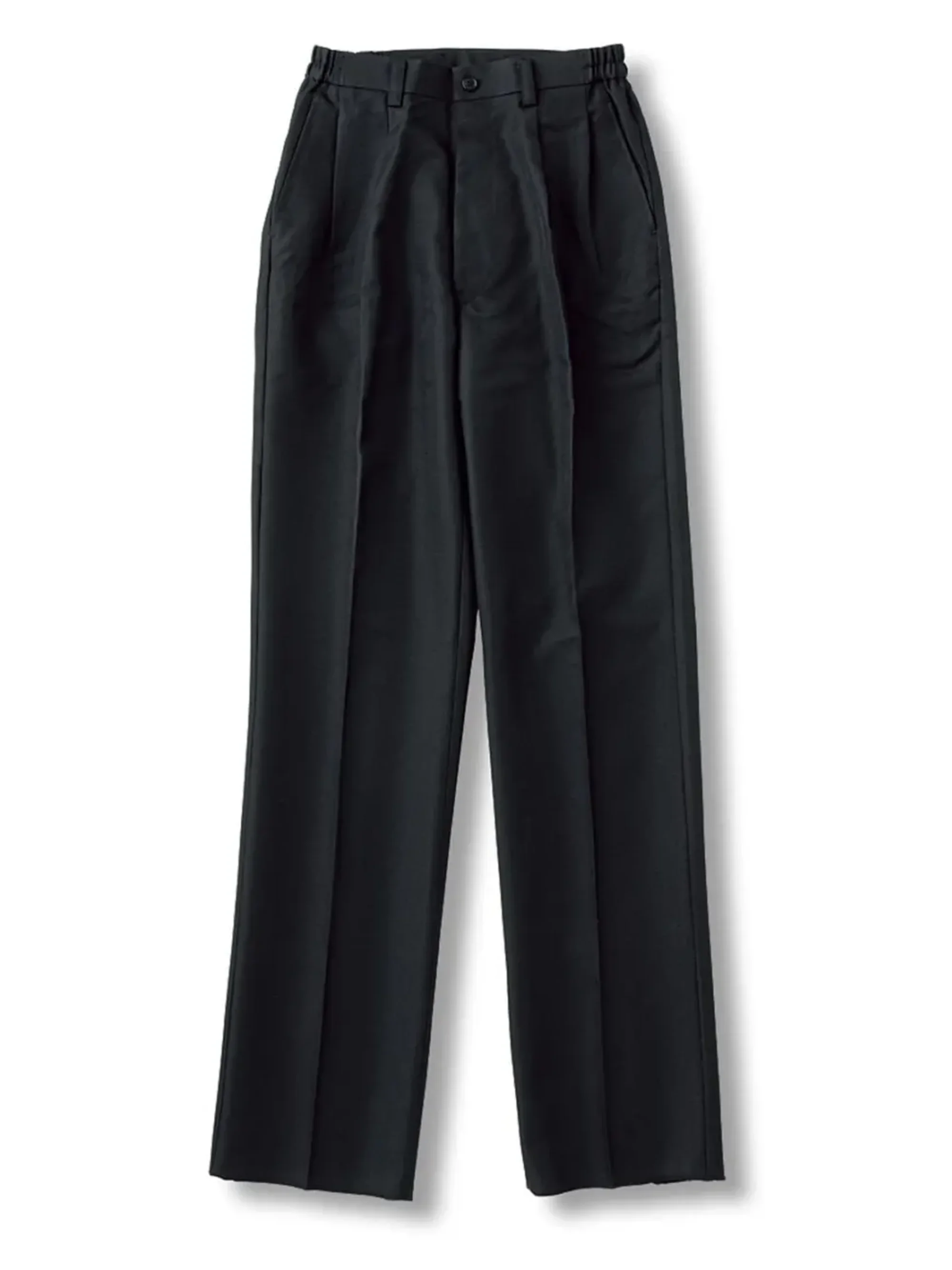 傳馬屋 9220 男女ツータック黒パンツ（両脇ゴム入）