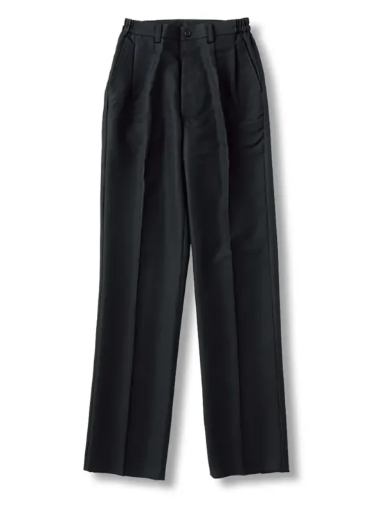 傳馬屋 9220 男女ツータック黒パンツ（両脇ゴム入）