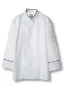 傳馬屋 C100-10-BK コックコート 長袖（ブラックパイピング）