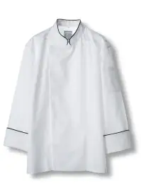 傳馬屋 C100-10-BK コックコート 長袖（ブラックパイピング）