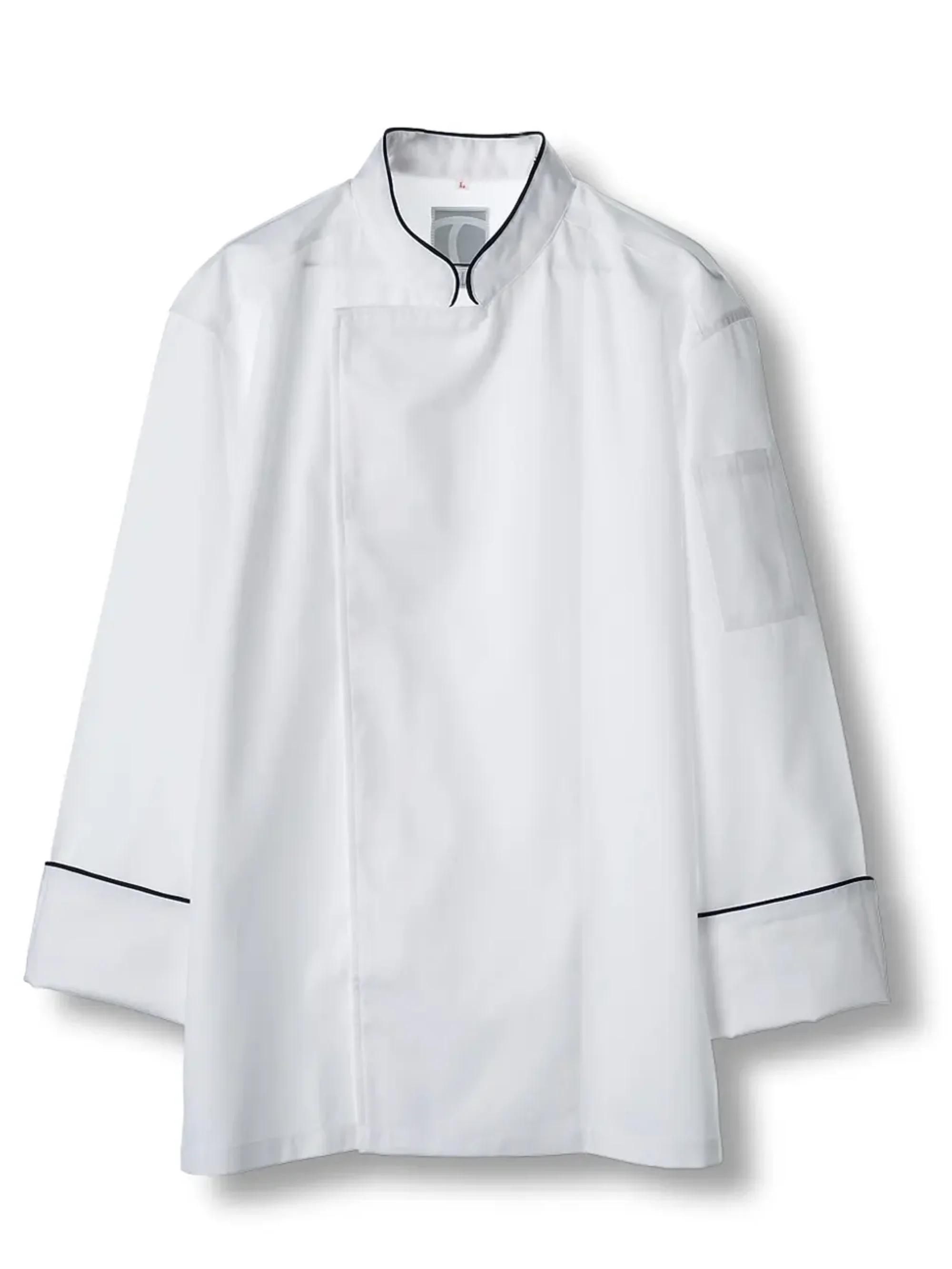 傳馬屋 C100-10-BK コックコート 長袖（ブラックパイピング）