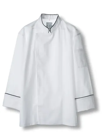 傳馬屋 C100-10-BK コックコート 長袖(ブラックパイピング)