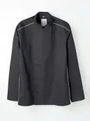 傳馬屋 C150-15-GP コックコート 長袖（ブラック・グレーパイピング）