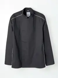 傳馬屋 C150-15-GP コックコート 長袖（ブラック・グレーパイピング）