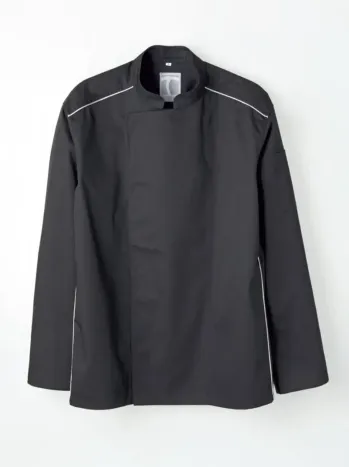 厨房・調理・売店用白衣 長袖コックコート 傳馬屋 C150-15-GP コックコート 長袖（ブラック・グレーパイピング） 食品白衣jp