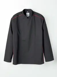 傳馬屋 C150-15-RP コックコート 長袖（ブラック・レッドパイピング）