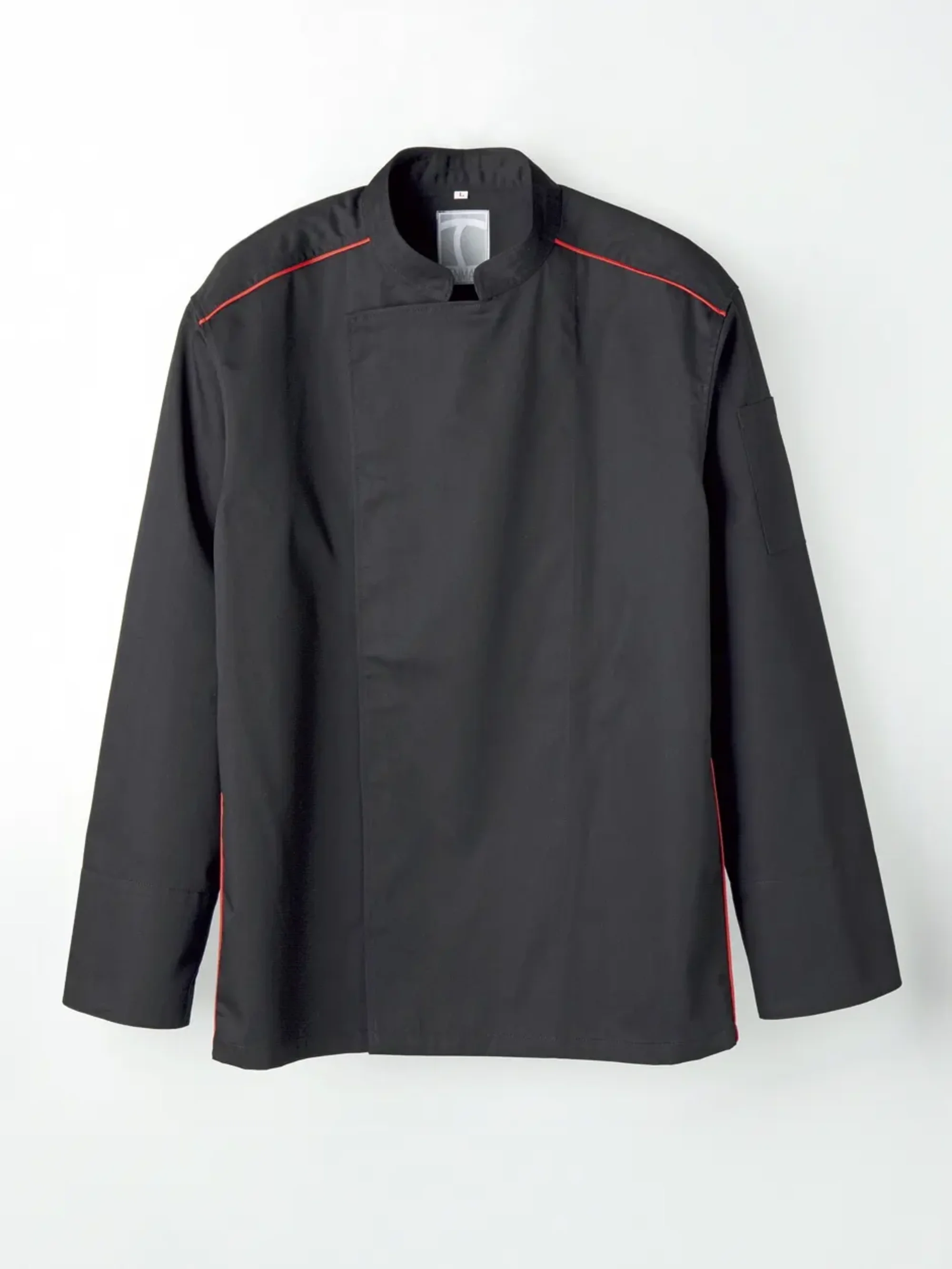 傳馬屋 C150-15-RP コックコート 長袖（ブラック・レッドパイピング）