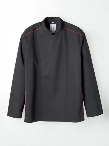 傳馬屋 C150-15-RP コックコート 長袖(ブラック・レッドパイピング)