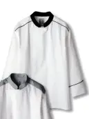 傳馬屋 C160-10-BK コックコート 長袖（ブラックカラー・パイピング）