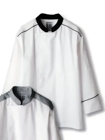 厨房・調理・売店用白衣 長袖コックコート 傳馬屋 C160-10-BK コックコート 長袖（ブラックカラー・パイピング） 食品白衣jp