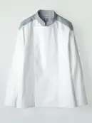 傳馬屋 C170-10-WG コックコート 長袖（グレーカラー・ショルダー）