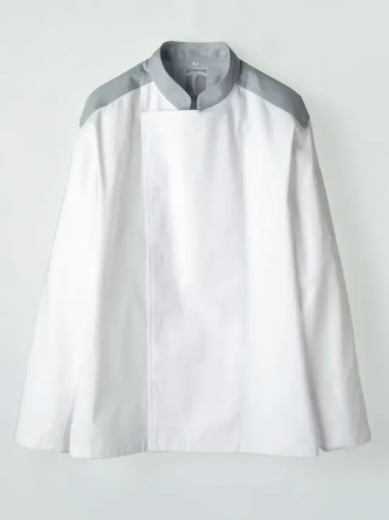 傳馬屋 C170-10-WG コックコート 長袖（グレーカラー・ショルダー）