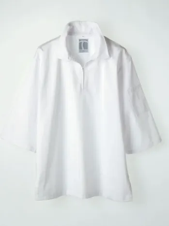 厨房・調理・売店用白衣 半袖コックシャツ 傳馬屋 C212-10 コックシャツ衿付 半袖 食品白衣jp