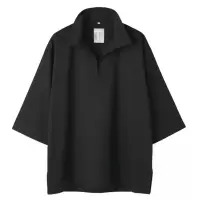 傳馬屋 C212-15 コックシャツ衿付 半袖（ブラック）