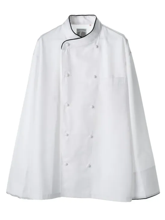 傳馬屋 C400-10-BK コックコート 長袖（ブラックパイピング）