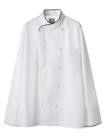 厨房・調理・売店用白衣 長袖コックコート 傳馬屋 C400-10-BK コックコート 長袖（ブラックパイピング） 食品白衣jp