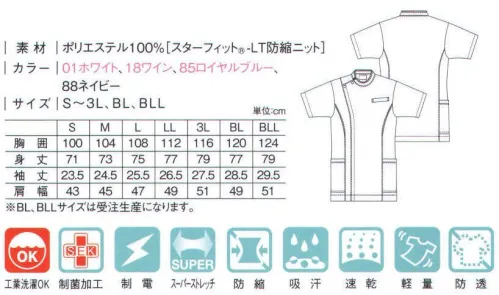 キラク CM233 メンズジャケット シルバーのパイピングで洗練された印象に。●衿先窮屈感を解消する衿先のカッティング。●胸ポケットPHS・ペンが入る便利な胸ポケット。●腰ポケット血圧計も入る大きめのポケット。右ポケット内には便利なペン差しポケット付き。※BL・BLLサイズは受注生産になります。※受注生産品につきましては、ご注文後のキャンセル、返品及び他の商品との交換、色・サイズ交換が出来ませんのでご注意ください。※受注生産品のお支払い方法は、先振込（代金引換以外）にて承り、ご入金確認後の手配となります。 サイズ／スペック