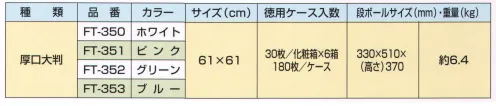 東京メディカル FT-350 カウンタークロス 厚口大判（ホワイト/180枚入り） 業務用ふきん厚口大判サイズ。30枚×6箱入り。オールタイムカウンタークロスは、高圧水流で洗浄・交絡した上にカラフルで抗菌効果が長持ちするように処理した多機能ふきんです。当製品は抗菌処理をしております。ケバ立ちが少なく、ボリューム感があり、保水・吸水性に優れています。拭き取り機能に優れ、乾燥も早く衛生的です。抗菌・抗カビ加工の不織布。※この商品はご注文後のキャンセル、返品及び交換は出来ませんのでご注意下さい。※なお、この商品のお支払方法は、先振込（代金引換以外）にて承り、ご入金確認後の手配となります。 サイズ／スペック