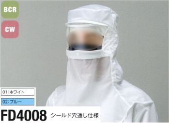 クリーンウェア キャップ・帽子 東洋リントフリー FD4008 シールド装着対応フード（シールド穴通し仕様） 食品白衣jp