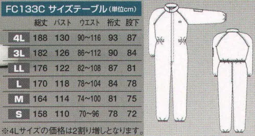 東洋リントフリー FC133C ツナギ服 4色のカラーバリエーションをもたせたシンプルデザインのクリーンスーツ。さまざまな作業環境に「カラー」展開が可能です。※クラス100（ISOクラス5）。フードは別売りでご用意しております。※ストライプ状に制電糸が入っています。 サイズ／スペック