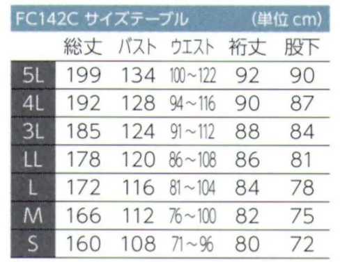 東洋リントフリー FC142C ツナギ服 サイドファスナー仕様で前面からの発塵を抑制。裾口を二重構造にしたダウンフロータイプのクリーンスーツです。 ※クラス100（ISOクラス5） サイズ／スペック