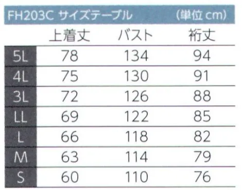 東洋リントフリー FH203C 上衣（ジャケット） レギュラーカラー、ラグランスリーブ仕様により動作性を重視したジャンパースタイルのセパレートモデルです。※クラス10000（ISOクラス7）。※この商品は品番が新しくなりました（旧品番FE203C）。 サイズ／スペック