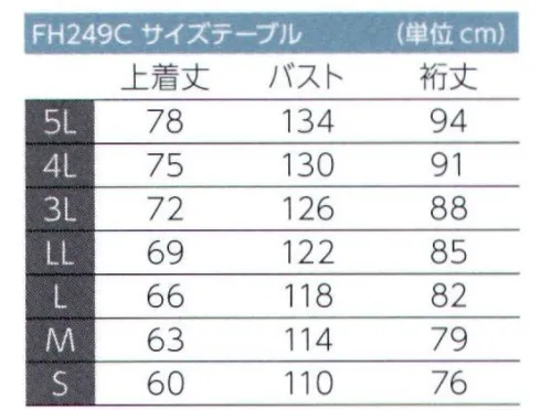 東洋リントフリー FH249C 上衣（ジャケット） レギュラーカラー、センターファスナー仕様のリーズナブルなスタンダードモデルのセパレートタイプ。※クラス10000（ISOクラス7）。※ストライプ状に制電糸が入っています。 サイズ／スペック