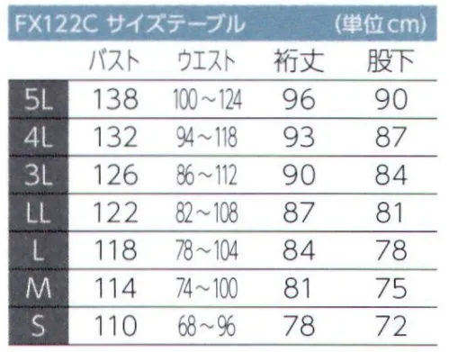 東洋リントフリー FX122C ツナギ服 快適な素材と快適なデザイン『新・着用快適防塵服』！防塵服着用者の声から生まれた着用快適性重視の防塵服。「背中や肩が突っ張る」、「上半身がムレる」「汗をかくとベタつく」といった着用者からの声を、特殊断面素材“ウェーブロン”と、適度な通気性を持つ高ストレッチ素材の採用により解消。  防塵服を着用している方々の声は、「ムレる」「肌触りがよくない」「ベトつく」といった主に素材に関するご要望と、「動きにくい」「衣服が突っ張る」「窮屈である」という衣服に関するご要望の大きく2グループに集約されます。これらのご要望に真摯に向き合い、着用者の立場で「どうしたら快適な防塵服になるか？」について考えた衣服が「新着用快適防塵服」です。 ※クラス100（ISOクラス5） サイズ／スペック
