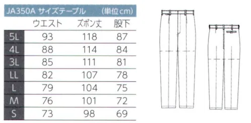 東洋リントフリー JA350A パンツ（男性用）  サイズ／スペック