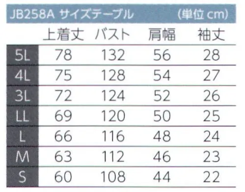 東洋リントフリー JB258A 上衣（男性用・半袖）（ジャケット） 低発塵で吸汗・速乾に優れた素材を採用し室温の高い環境に対応します。 サイズ／スペック