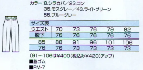 中塚被服 510 スラックス（ワンタック） 汚れが付着しにくく落ちやすい、裏綿のストレッチ素材。【Wガード・2層構造】ポリエステル90％綿10％の繊維を内層（洗濯効果を高める親水性皮膜で、汚れが落ちやすい機能）、外装（撥水性、撥油性皮膜による汚れが付きにくい機能）のガード、二重構造で包み、頑固な汚れに強さを発揮します。 サイズ／スペック