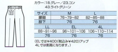 中塚被服 6100 ウインターパンツ 左後ポケットは、天ブタ付で物が落ちにくい設計です。裾は、ファスナーの開閉で裾巾が調整できます。※「23 コン」は、販売を終了致しました。 サイズ／スペック