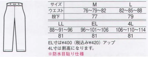 中塚被服 AT713 透湿防水防寒パンツ ムレずに抜群の暖かさを保つ機能素材を採用。寒冷地仕様＋防水。●耐水圧3000ミリ完全防止。●透湿性2000g/㎡/24hrs 脇ゴムのウエストはサイドのマジックテープで手軽にサイド調節が可能。腰が出ない様に後中心部分の幅を広くしています。右脇ポケット口にファスナーが付いておりファスナーを開けると防寒パンツの下にはいているパンツの脇ポケットに手が入り物を取り出す事が出来ます。 サイズ／スペック