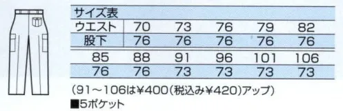 中塚被服 B200 B型ベトコンズボン 丈夫で着こなしやすく、様々な職種に対応するロングセラー。※「1 ワサビ」は、販売を終了致しました。 サイズ／スペック