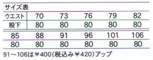 中塚被服 CJ4100 パンツ 省資源・資源リサイクルの一環として、紡績工場の未利用綿に着目し、独自の綿100％エコプロダクト『ECOT（エコットTM）』を開発しました。肌触りの良い超長綿の未利用綿を原料にした省資源素材で環境にやさしく快適な着心地。 サイズ／スペック