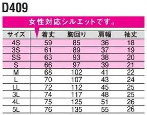 中塚被服 D409 半袖ポロシャツ 飽きのこないシンプルなデザインで、ストレッチ性のあるニット素材を使用し、SDGsに対応したバイオPET素材を採用した半袖ポロシャツ。JIS T8118の基準もクリアしています。【特長】●イージーケア洗濯後のシワや型くずれが少なくお手入れラクラク。●帯電防止規格JIS T8118適合商品●吸水速乾水分を速く吸収して、速く乾燥させる機能があります。●防透け下着やインナーなどが表に透けるのを防ぎます。●ストレッチ素材伸縮性のある素材を使用しています。●グリーン購入法対応商品グリーン購入法の基準値に適応する素材を使用した商品です。●豊富なサイズ展開サイズは4Sからから5Lまで展開しており、全ての方にぴったりのサイズをお探しいただけます。 サイズ／スペック