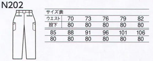 中塚被服 N202 ワンタックカーゴパンツ 『HIGH PERFORMANCE』高品質、高機能の信頼と安心のシリーズ。ディテールにこだわったニュースタンダードシリーズ登場！はき心地の良いカッティングのカーゴパンツ。動きやすさとスマートシルエットを合わせ持ったNEWスタイルです。◎伸縮性のある素材を使用しています。◎洗濯後のシワや型くずれが少なくお手入れがラクラク。◎帯電防止素材を使用しています。帯電防止「JIS T8118」適合商品 サイズ／スペック