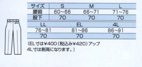 中塚被服 TS280 レディースツータックパンツ（脇ゴム） 動きやすいストレッチ素材+色使いのポイント。ペアでコーディネイトしてイメージアップ。 サイズ／スペック