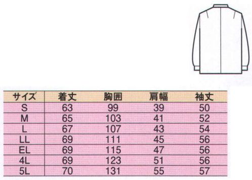 中塚被服 TS2900 長袖レディーススモック スモーキーなカラーリングで個性を発揮。男女コーディネートも自在。ポケットの中にファスナー式かくしポケットがついていて、貴重品を入れるのに最適です。 サイズ／スペック