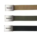 TS DESIGN 84930 コットンベルト コットンベルト 84930TSDESIGNのロゴ入り金属バックルを採用した、シンプルで機能的なコットンベルトです。パンツ全般に合わせやすい汎用性の高いデザインで、日常の作業着用に最適です。特徴・TSデザインロゴ入り金属バックルを採用・コットン素材で耐久性が高く、長期使用に適している・3.3cmのベルト幅で安定した装着感・全長120cmで様々な体型に対応・ベージュ、カーキグリーン、ブラックの3色展開・金属バックルは摩擦傷に強い仕様仕様・商品番号:84930・カラー:ベージュ、カーキグリーン、ブラック・サイズ:全長120cm・ベルト幅:3.3cm・素材:[バックル部分]金属（表面耐摩擦加工）・[ベルト部分]綿