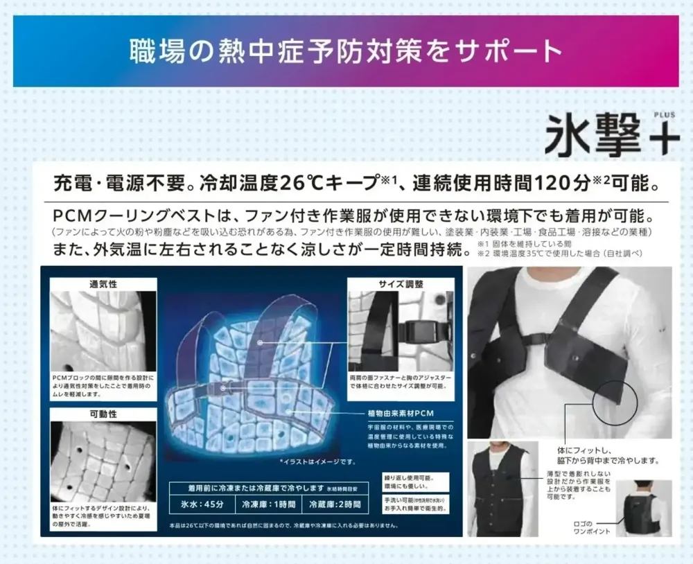 タカヤ商事 FT-PPCM 氷撃+PCMクーリングベスト サイズ・スペック